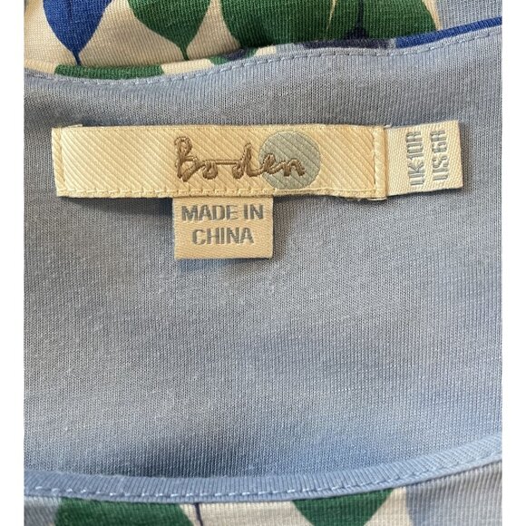 Boden Womens Cap Sleeve Blue Green Leaf Print Dress - Sz 6‎ - Workwear - Picture 6 of 9